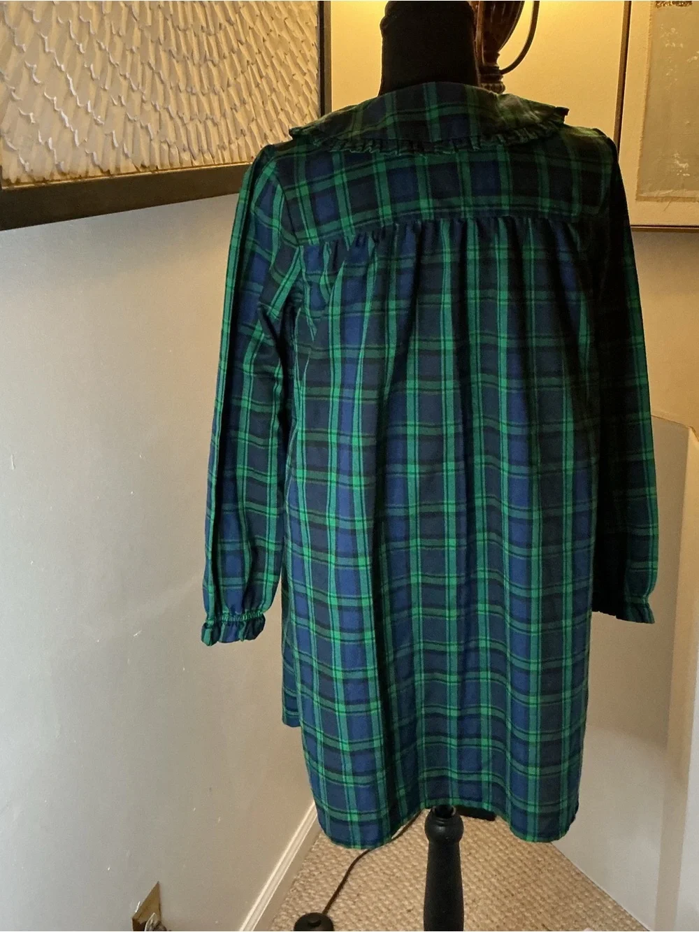 Crewcuts by J.Crew Girls XL 12–14 Green Blue Plaid Ruffle Dress